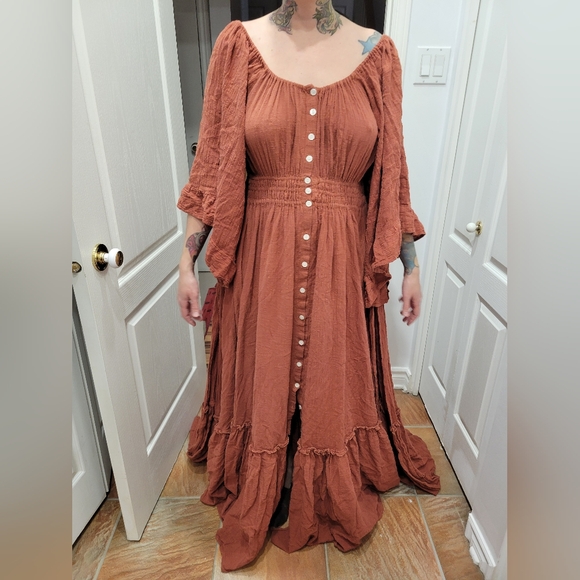 Baltic Born Terracotta Maxi Dress with Button Details - Picture 2 of 3